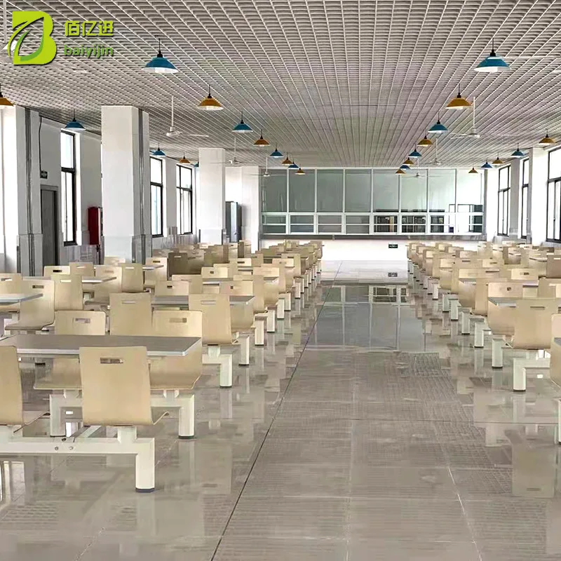 Simple combination of canteen dining tables and chairs, milk tea shop school employees eat four-person conjoined canteen