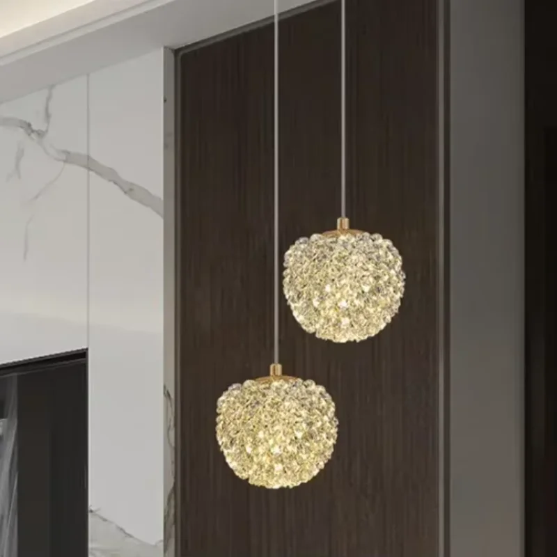Modern Style High-grade Crystal Chandelier Warm Romantic Light and Luxurious Bedside Lamp Long-line Bedroom Corridor Lamp