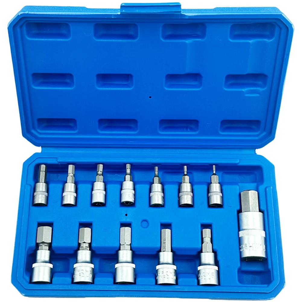 13pc Socket Adapter Set for For impact Tools Includes 1/4 3/8 1/2 Inch Drive Sizes and Through H14 Metric Hex Sockets