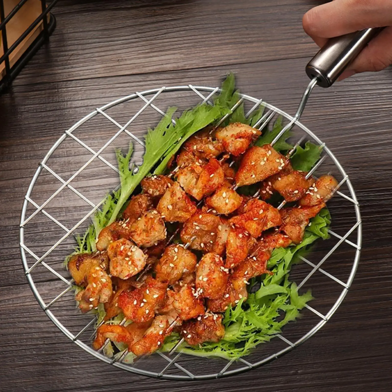

Wire Roaster Round Cooking Racks Stainless Steel Roasting Cooking Racks With Handle Stainless Steel Roasting Pans Easy-Grip