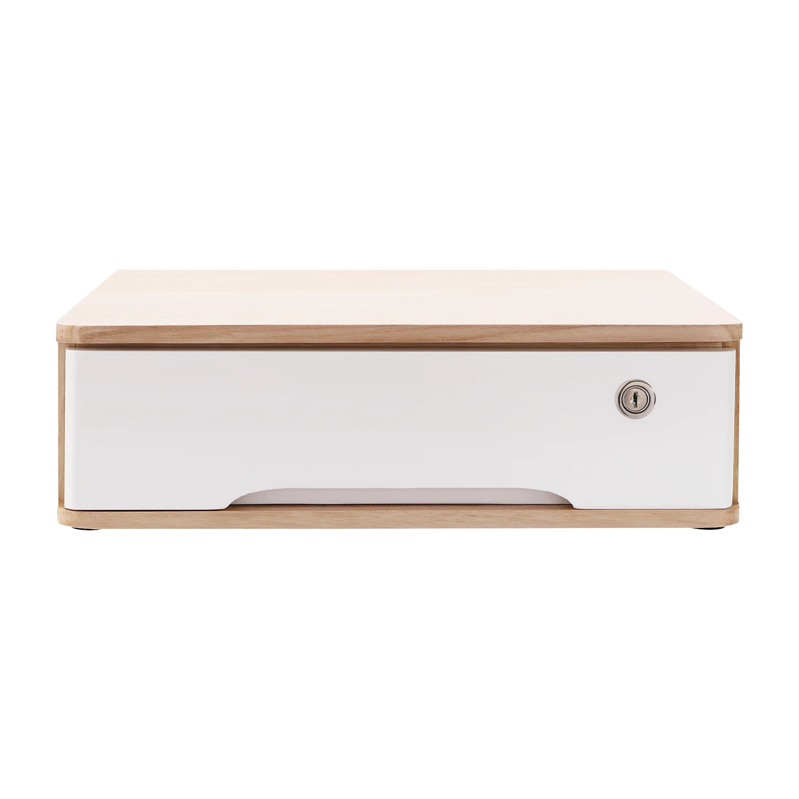 40*28*12cm Indoor Wood Desktop Storage Box Rectangular Office Supplies Drawer Organizer with Recessed Handle