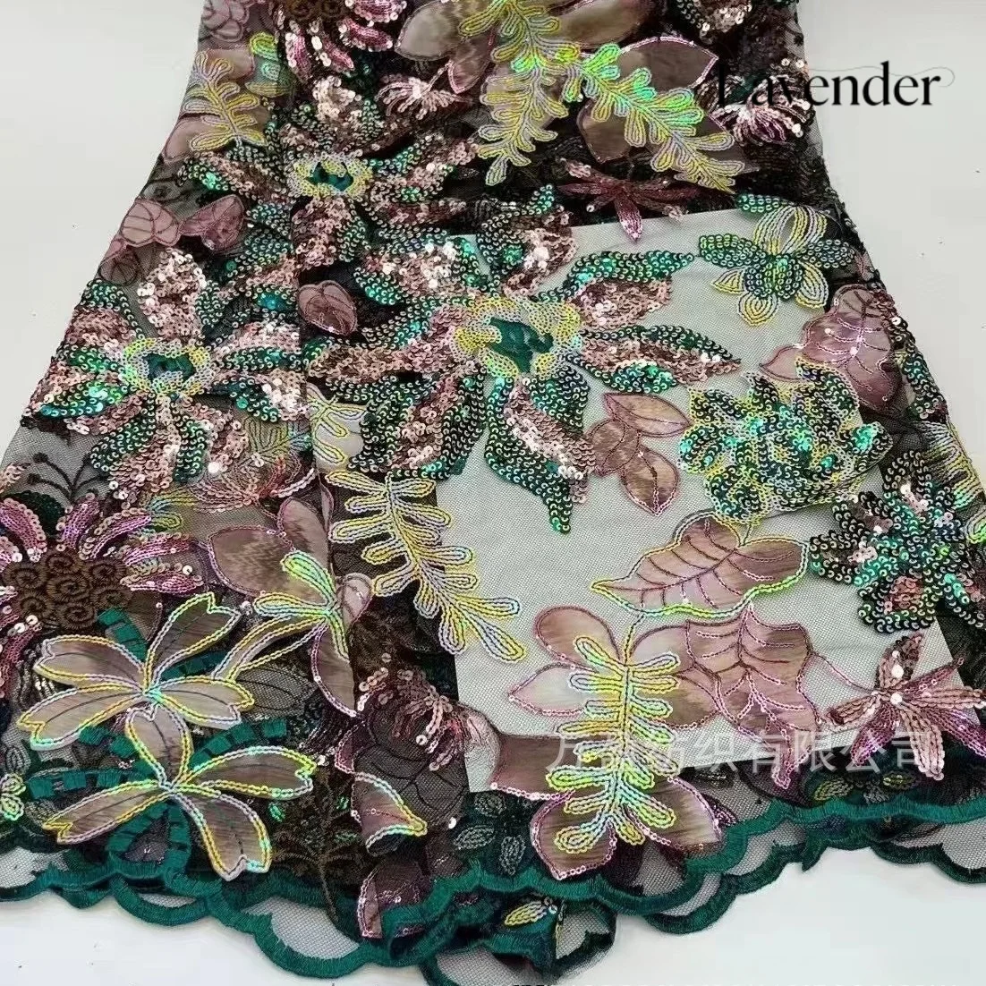 新しいスパンコール刺繍メッシュ生地-カラフルな花柄プレミアムテキスタイル-イブニングドレス、ステージ衣装、ファッションアパレル用