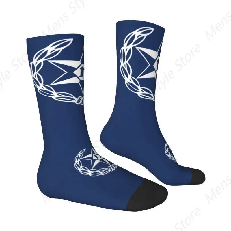 Flag Of Israel Police Men's Crew Socks Unisex Fun 3D Printed Dress Socks