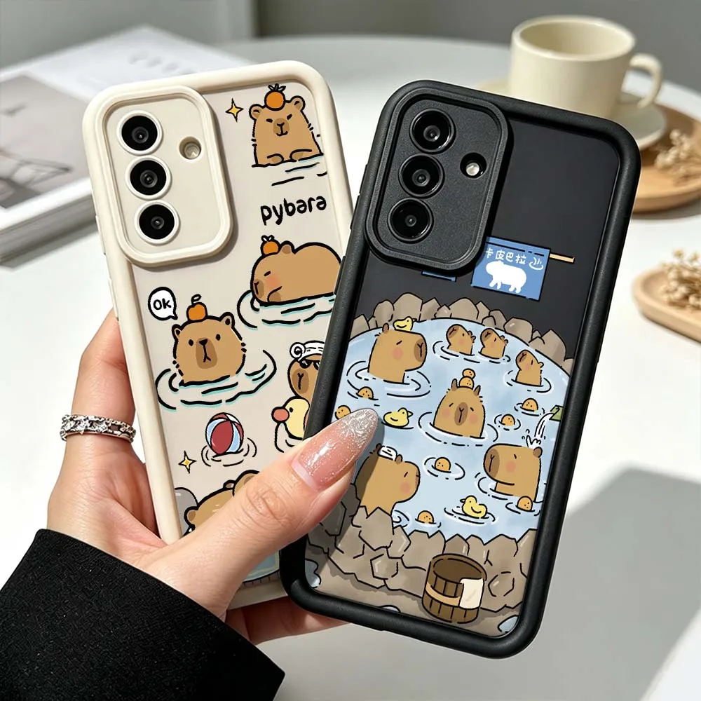 Cartoon Swimming Capybara For Samsung Galaxy A73 A57 A56 A55 A54 A53 A52s A37 A36 A35 A33 A17 A16 A07 A06 A05 Phone Case