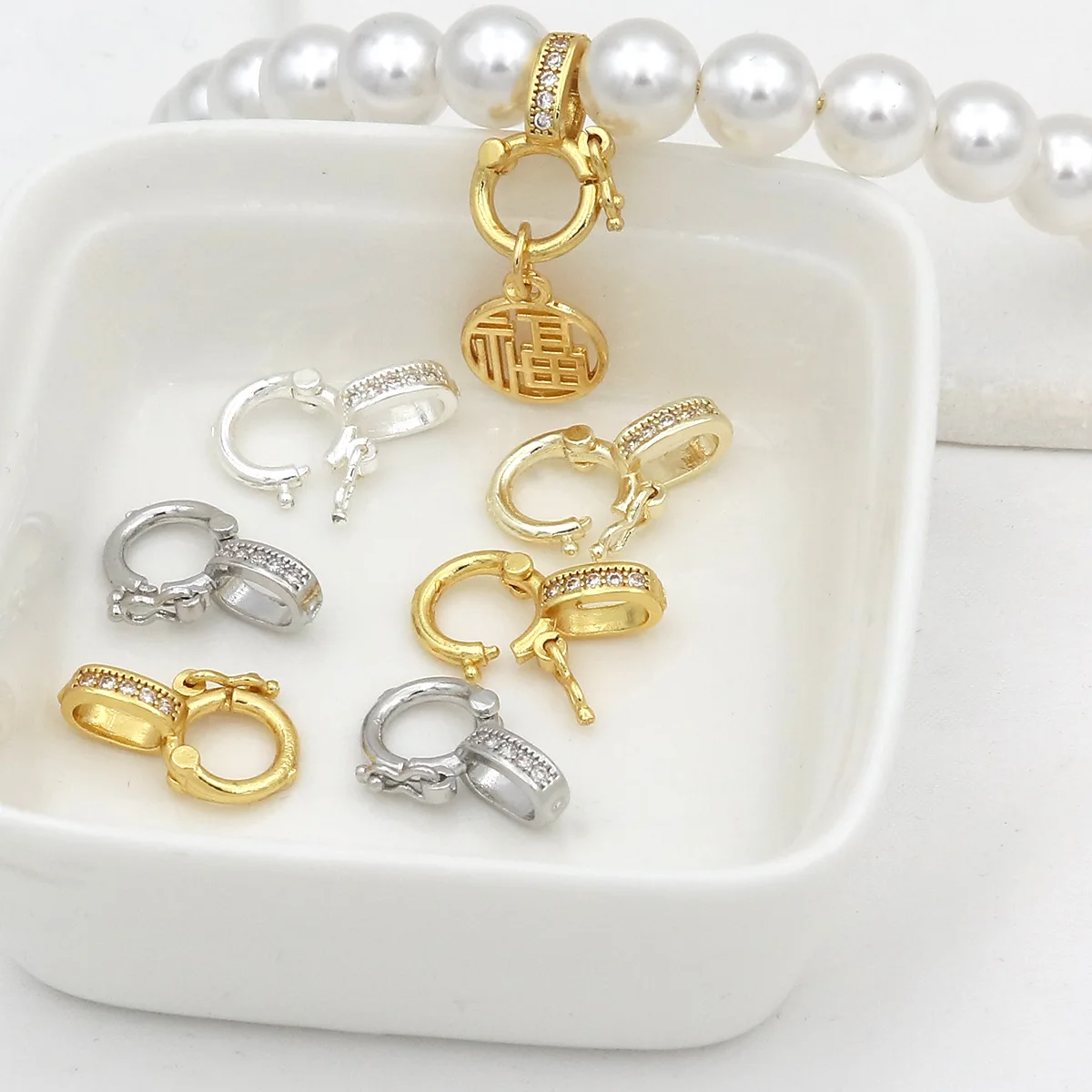 2/4/6 unids/lote 18K chapado en oro Bale colgante titular para joyería fianza para colgante cierres conectores DIY joyería suministros