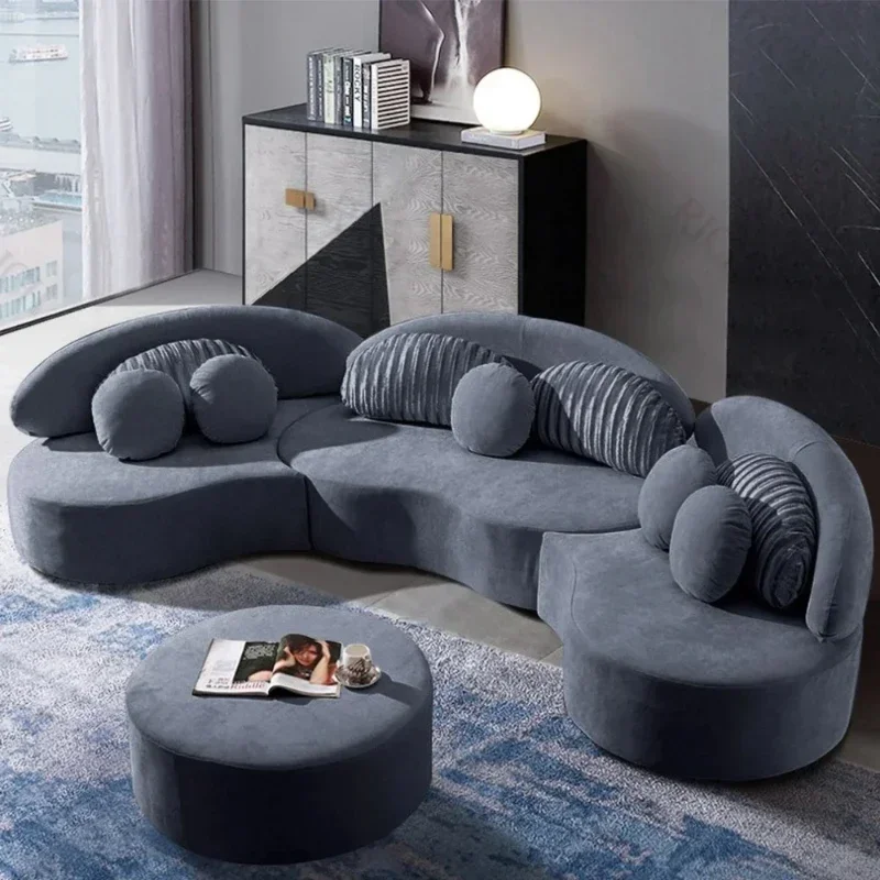 curved sofa modular lounge furniture modern blue velvet couch living room sofa velvet lounge suite sectional velvet couch