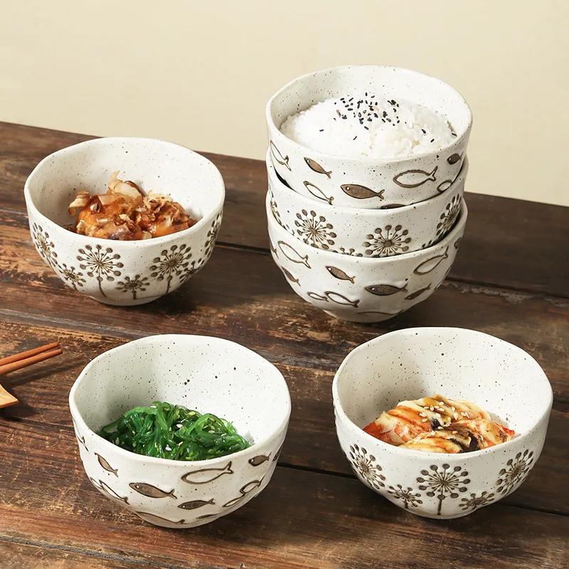 Hand-painted Ceramic Bowl Lunch Rice Soup Fruit Dishes for Presentation Porcelain Japanese Tablware Dinner Bowls Housewares