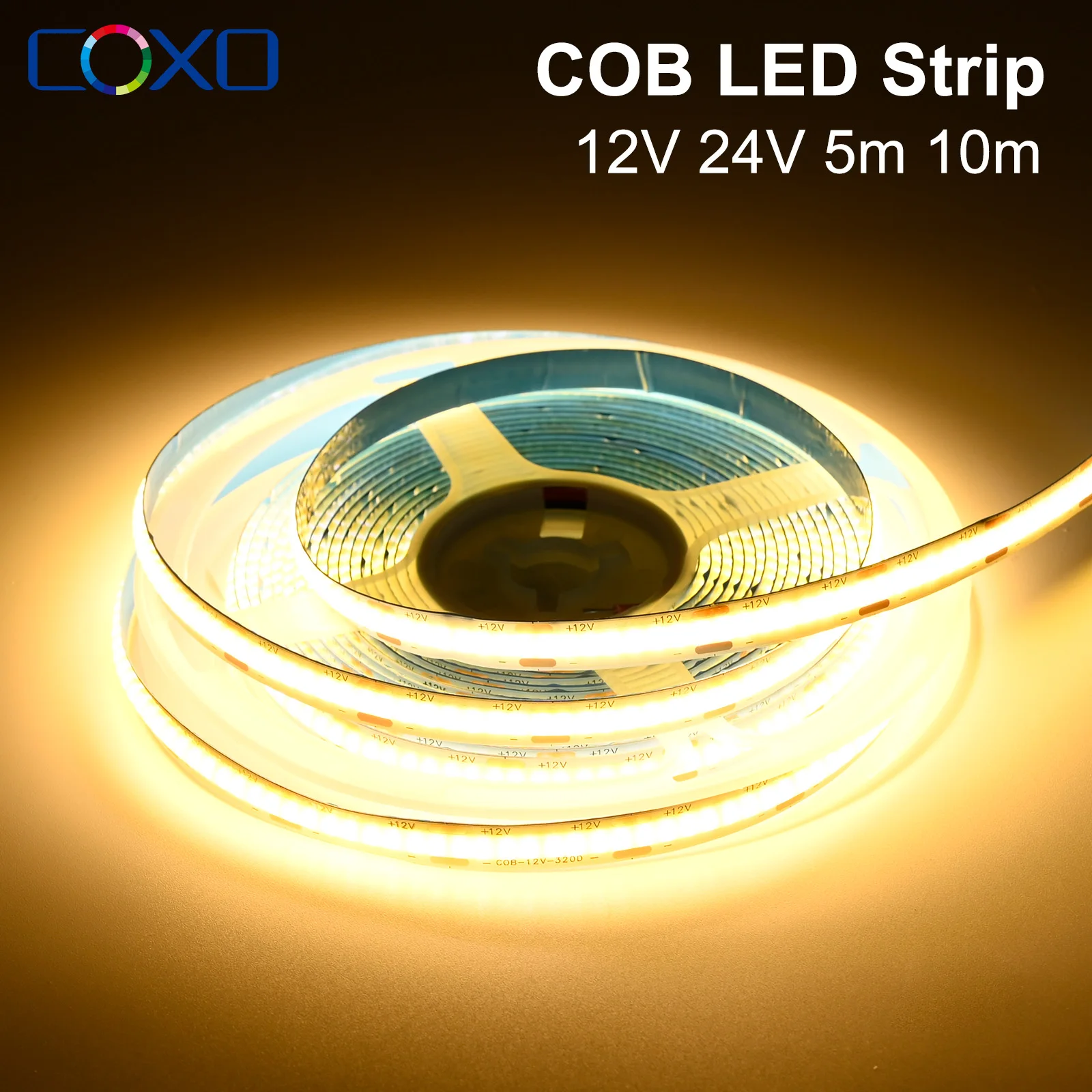 10m COB LED-Lichtstreifen 320LEDs/m Hochdichte Flexible LED-Bandbeleuchtung 3000K 4000K 6500K Dimmbare Lineare LED-Beleuchtung 12V 24V