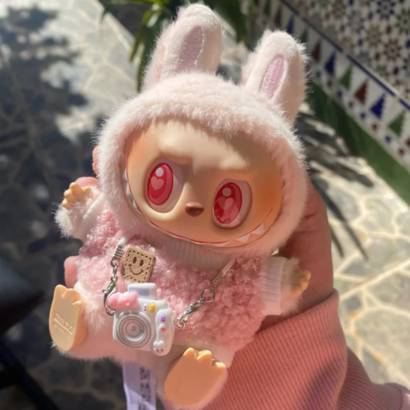 Labubu Doll Accessories Dollhouse Mini DIY Camera Dress Up Plush Toy for 17cm Hanging Neck Accessories Dollhouse Pendant