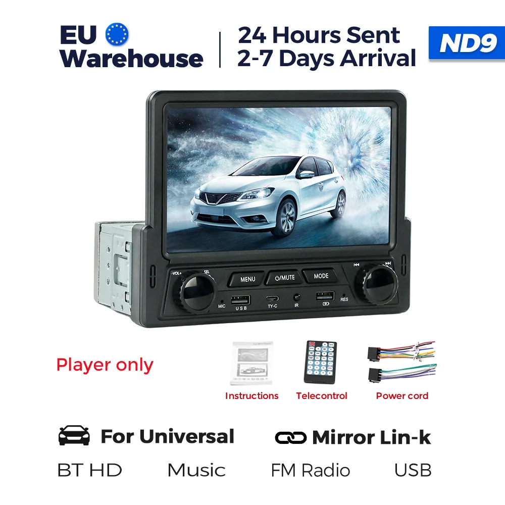 1Din 5 inch touchscreen autoradio multimedia speler Carplay Android Auto Display navigatie Mirrorlink MP5 achteruitrijcamera
