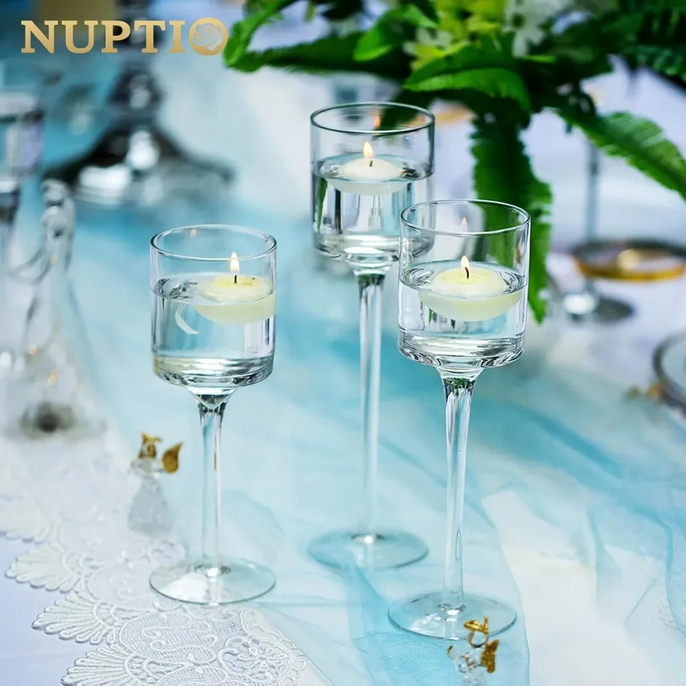 Tall Glass Pillar Candle Holder  30 Pcs Tea Light Candle Holder Set Long Stem Tealight Candle Holders for Wedding Event Home