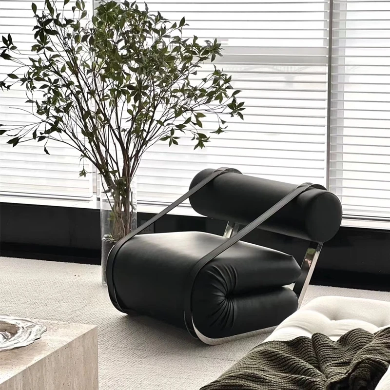 Design Gravity Chair Retro Light Luxury Black Silicone Leather Sofa Chair