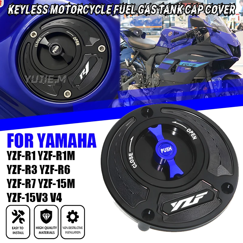 For YAMAHA YZF R1 R1M R7 R6 R15 R15M R3 Fuel Gas Tank Cover Motorcycle Accessories Quick Release Rotate Aluminum Oil Cap Racing