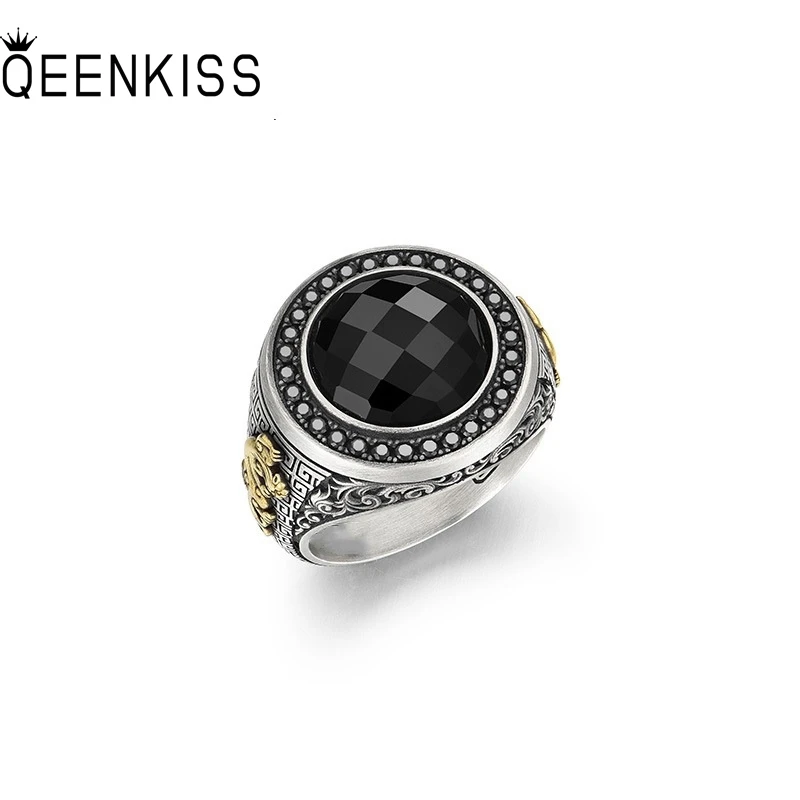 

QEENKISS 925 Sterling Silver Vintage PIXIU Rings for Men Birthday Wedding Party Christmas Father Groom Boyfriend Gifts RG7076