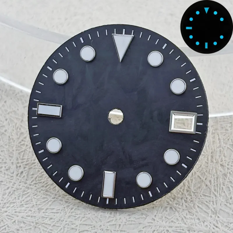 NH35 carbon fiber 28.5mm high-quality  black blue watch dial fit for NH35 NH36 automatic mechanical movement C3 green Luminous