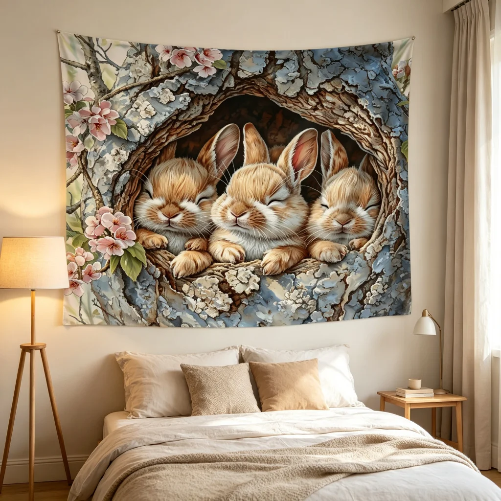 1PC Rabbit Hole Print Backdrop Banner, Bedroom Living Room Photo Background, Polyester Wall Hanging, Home Decor, Wall Art