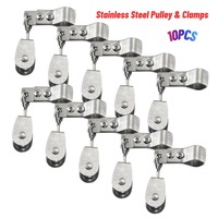 10PC Heavy Duty 304 Stainless Steel Pulley & Clamp For Shade Sail Installation For Outdoor Pergolas Sun Shade Pipe Clip Hardware