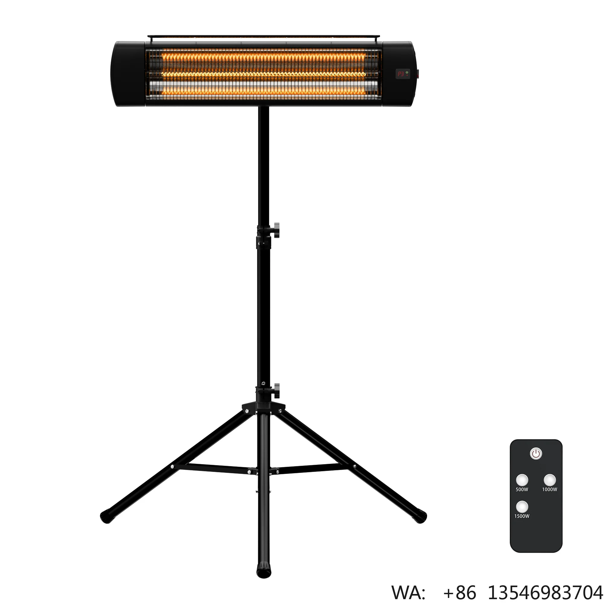 New Fashionable 1500W Electric Heater Home Use Waterproof Outdoor Patio Infared Heaters Remote Control Tripod Free Standing
