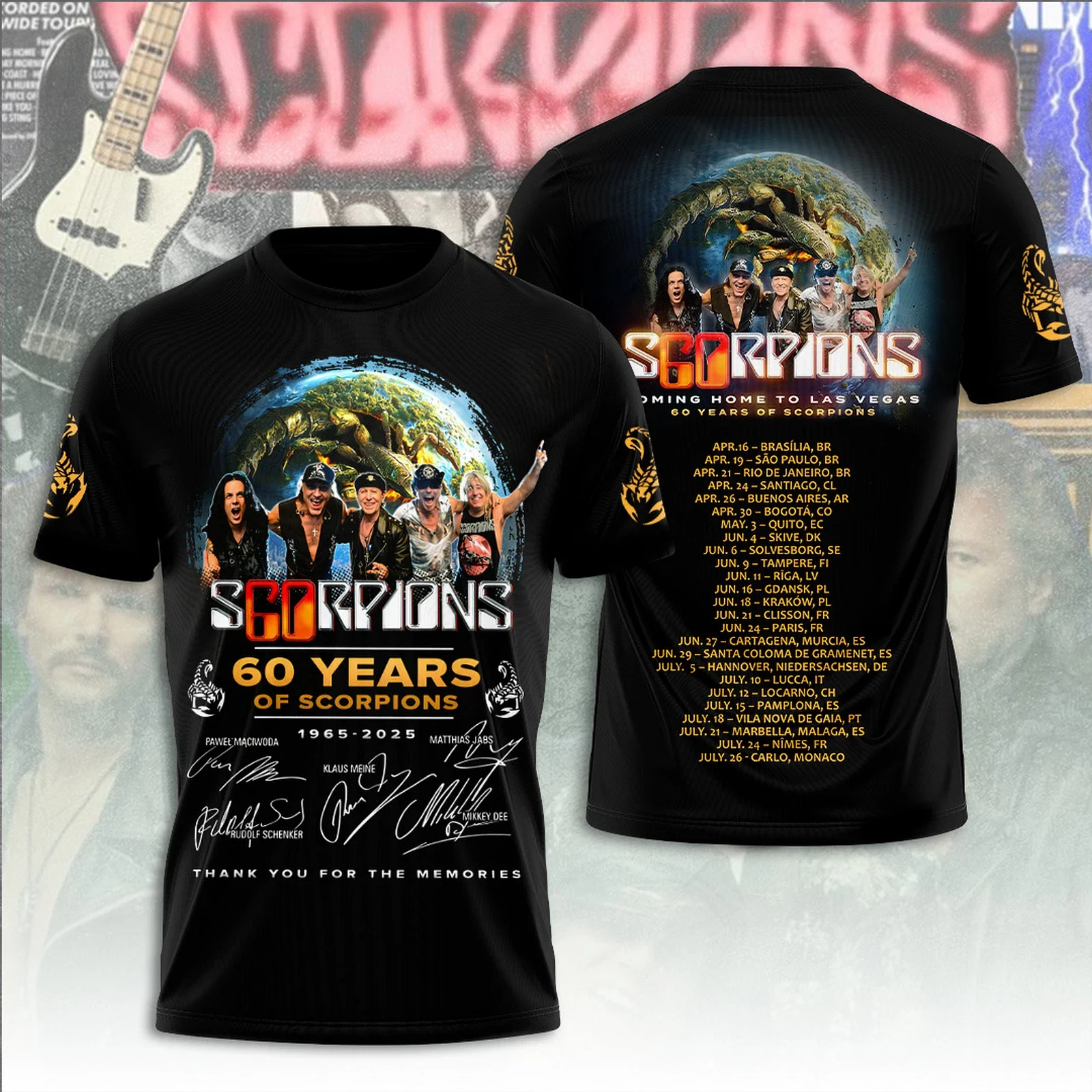 2026 Rock Scorpions Band 2025 Tour 3D Print T-shirt Men Women Fashion Hip Hop T shirt Oversized Short Sleeve Tops Tees