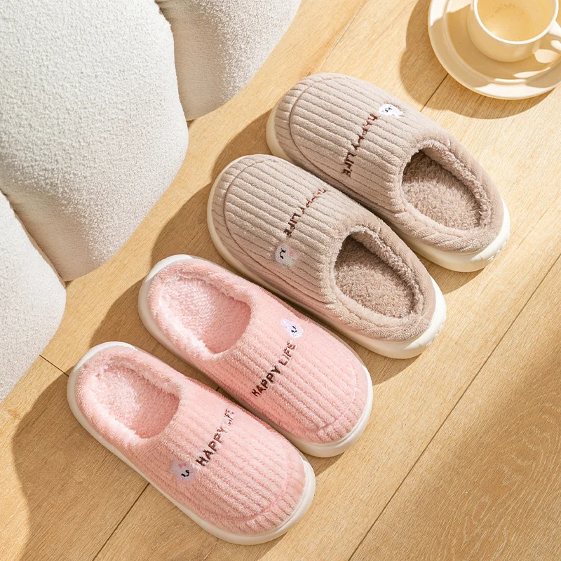 Cotton slippers for women, winter new style, indoor living, warm home, woolen slippers for men, autumn and winter