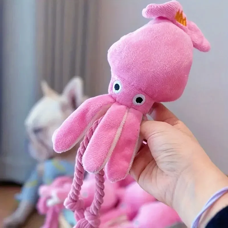 Octopus Shaped Pet Dog Plush Toys for Small Large Dogs Cats Squeaky Toy with Rope Interactive Plaything Puppy Training Chew Toys