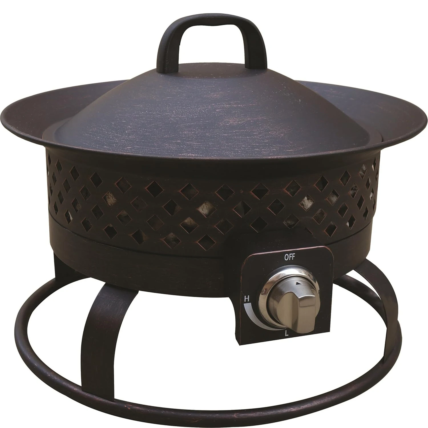 54,000 BTU Aurora Camping, Backyard, Tailgating and Patio. Locking Lid & Carry Handle Portable Steel Propane Gas Fire Pit