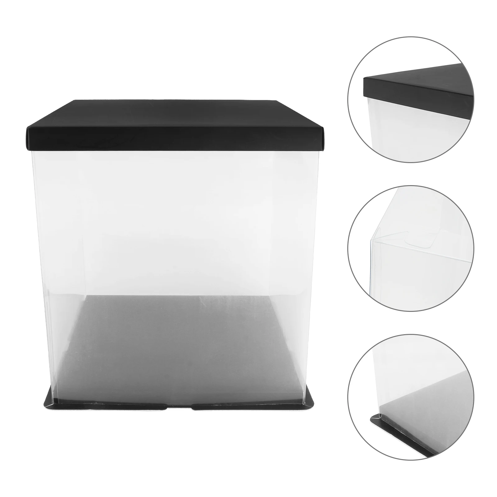

1set Cake Box Transparent Food Grade Plastic Container Leak Proof with Ribbon for Birthday Christmas Holiday Travel for Cakes