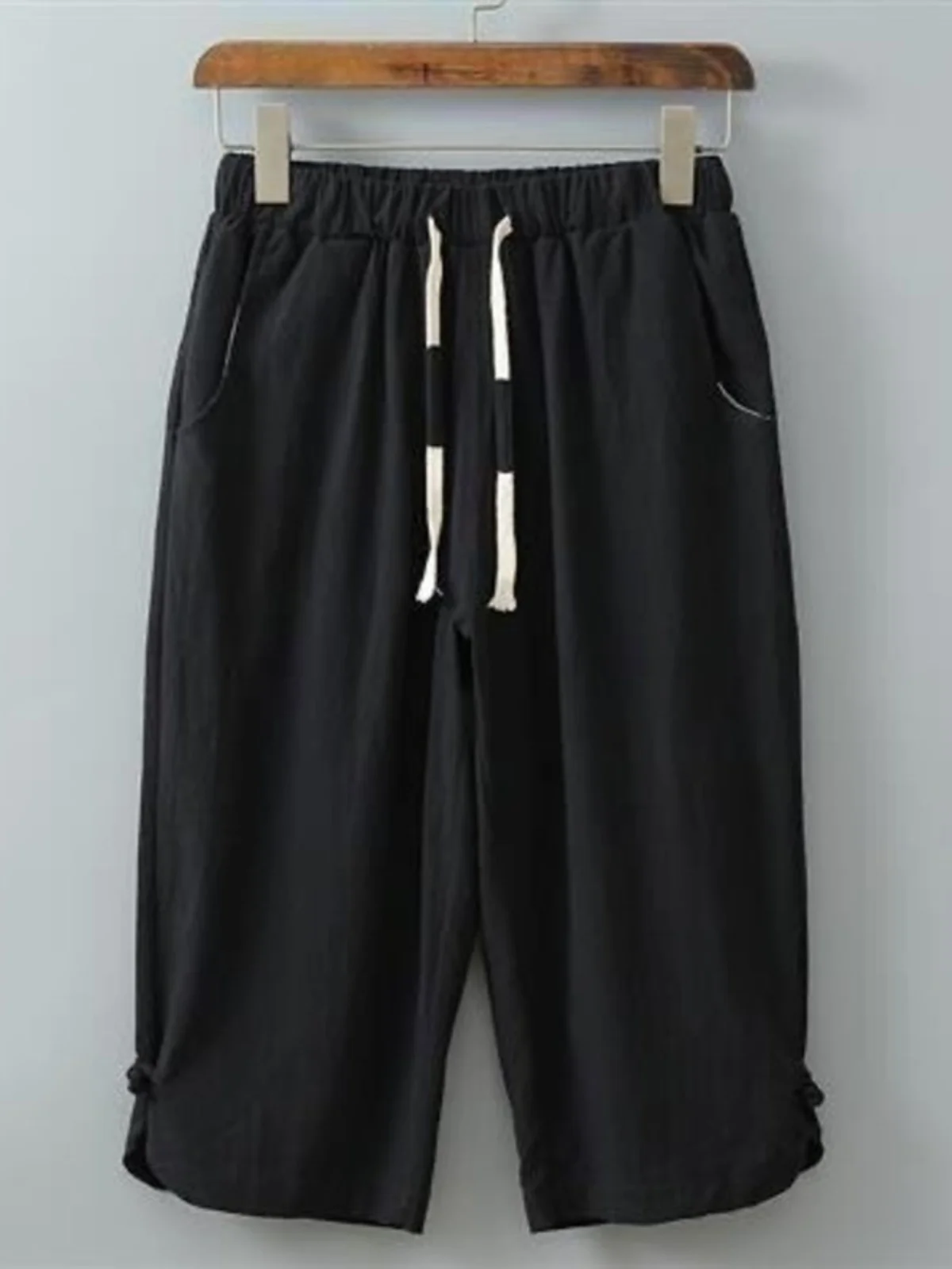New Men's Summer Linen Cotton Loose Fit Straight Leg Thin Casual Pants Comfortable Breathable Fashionable Seven-Foot Trousers