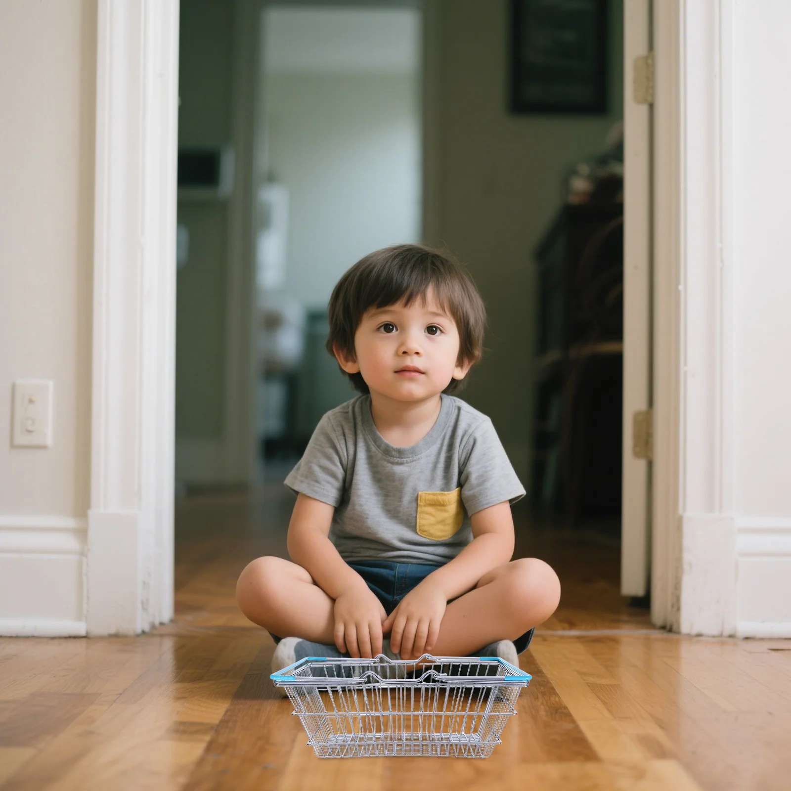 Mini-winkelmandje voor kinderen Ijzerdraadmand Handvat Multifunctioneel speelhuis Supermarkt Winkelwagenopslag Poppenhuismeubilair