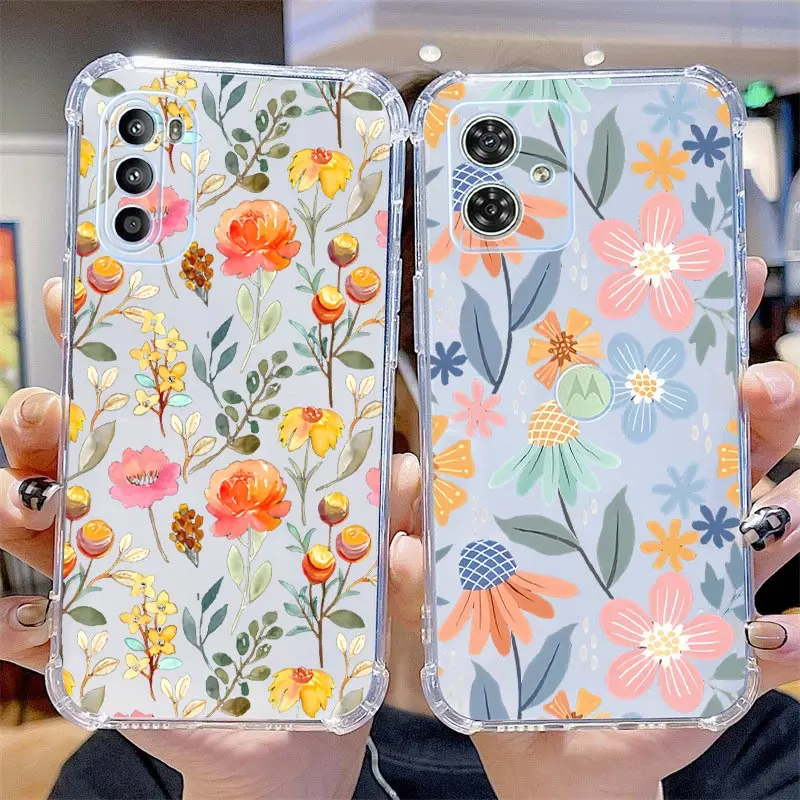 G54 Showy Flowers Przezroczyste etui na telefon do Motorola Moto G54 G42 G24 G53 G20 G30 G84 G52 G82 G8 G73 G72 G32 G9 G14 G13 Cover