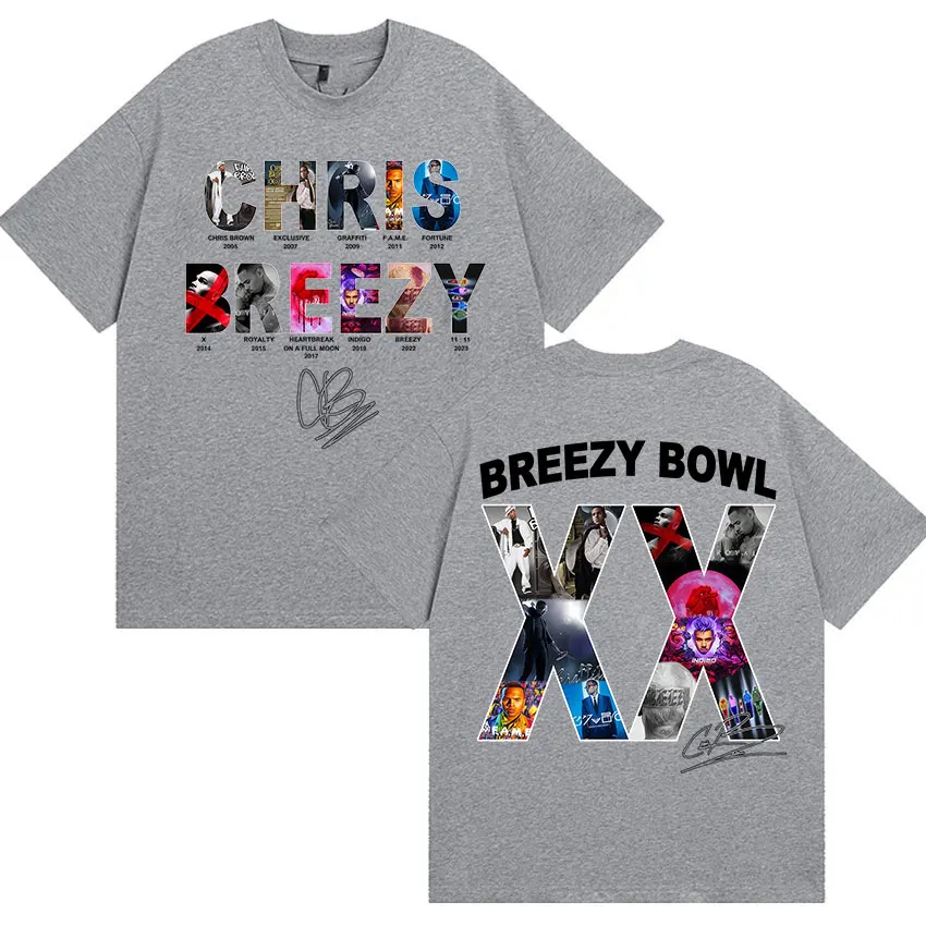 محدودة كريس براون بريزي السلطانية XX جولة 2025 ميرش تي شيرت الراب القوطية ريترو الهيب هوب الملابس تي شيرت الرجال المتضخم القطن تيز