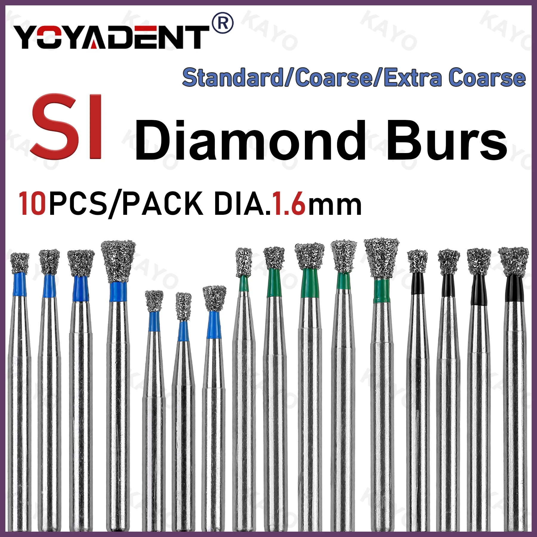 SI Type Dental Diamond Burs Single Inverted Cone Head Polishing Drills FG 1.6mm For High Speed Handpiece 10Pcs/Pack Dental Lab