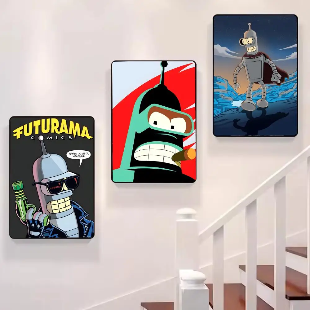F-Futurama B-Bender لوحة فنية للخط قماشية: تجعد مجاني مقاوم للماء ومتين لجميع الفضاء لتزيين الحائط