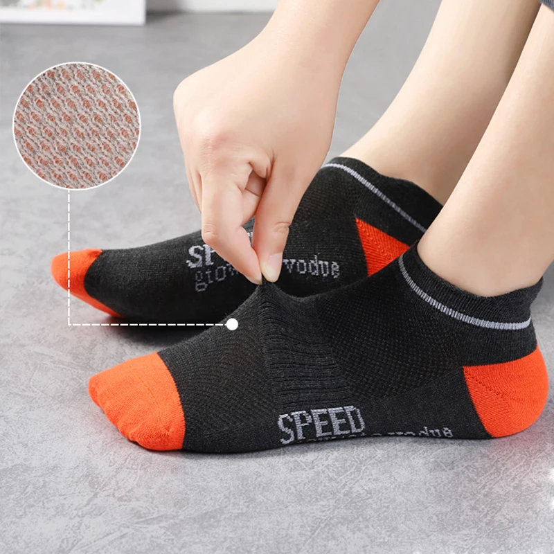 5 Pairs Hot Spring Autumn Men\'s Low Cut Socks Letter Print Contrasting Colors Soft Fashionable Casual New Gifts Male Ankle Socks