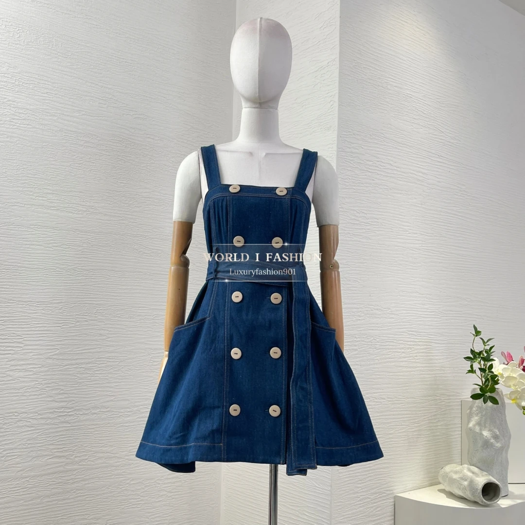 

2025 New Beautiful Blue Denim Jeans Sleeveless Mini Elegant Woman Dresses