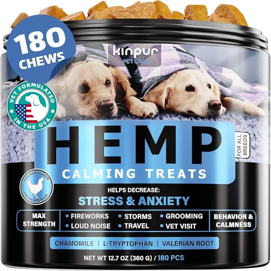 

Natural Calming Chews for Dogs with Hemp Oil Valerian Root Supports Relaxation During Fireworks Thunderstorms Separation Hip Jo