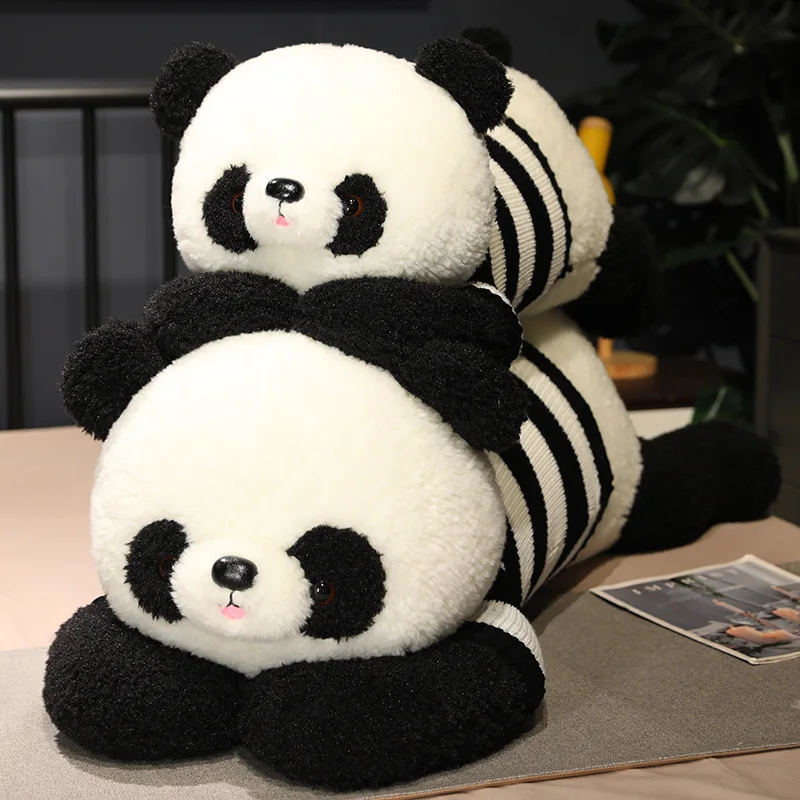 90 cm Kawaii Streak Panda Peluche Farcito Foresta Animale Morbido Orso Bambole Giocattoli Animali Cuscino Compleanno Ragazzi Ragazze Regali