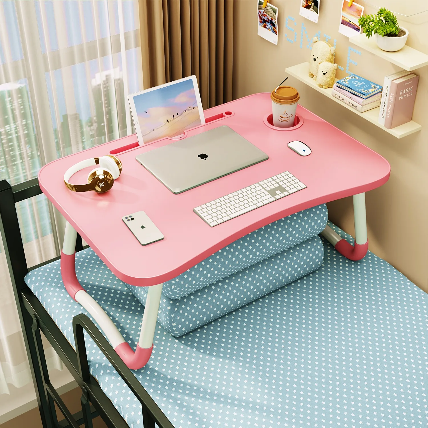 Folding table laptop desk on the bed, study table computer desk