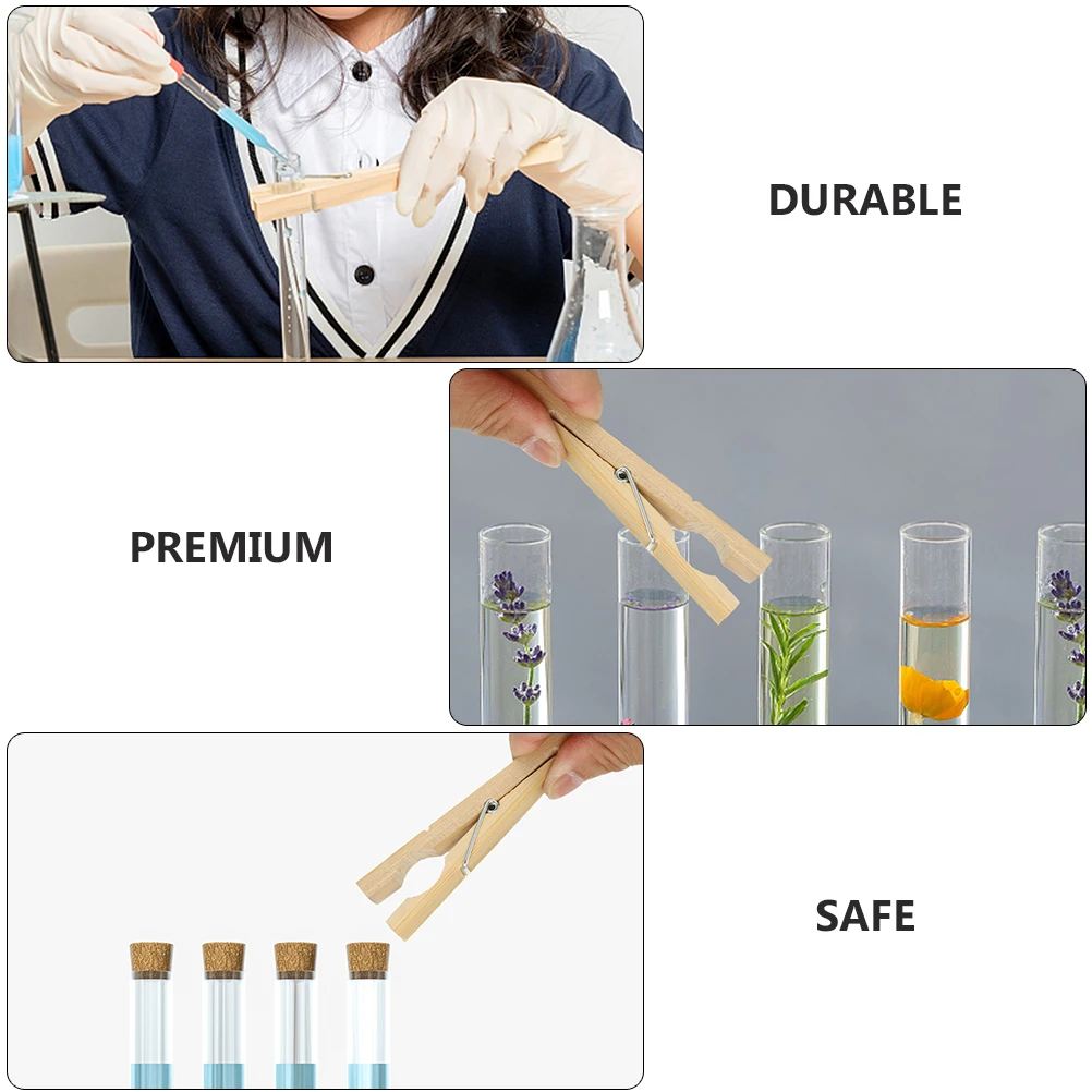 

20pcs Test Tube Clamps Bamboo Clips Hospital Equipment Experiment Tools Clamp Storage Rack Organizer