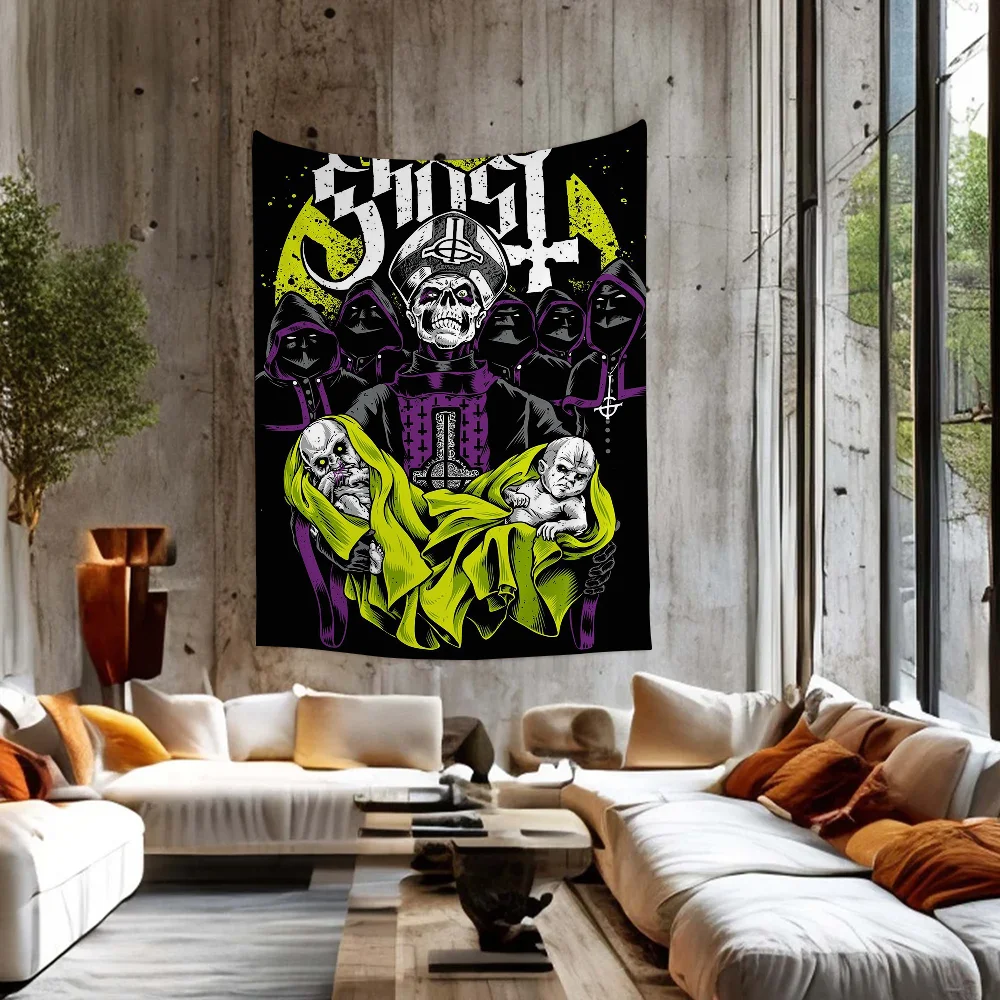 Classic Ghost Band Kraft Paper Cartoon Tapestry Wall Hanging Decoration Household Home Decor