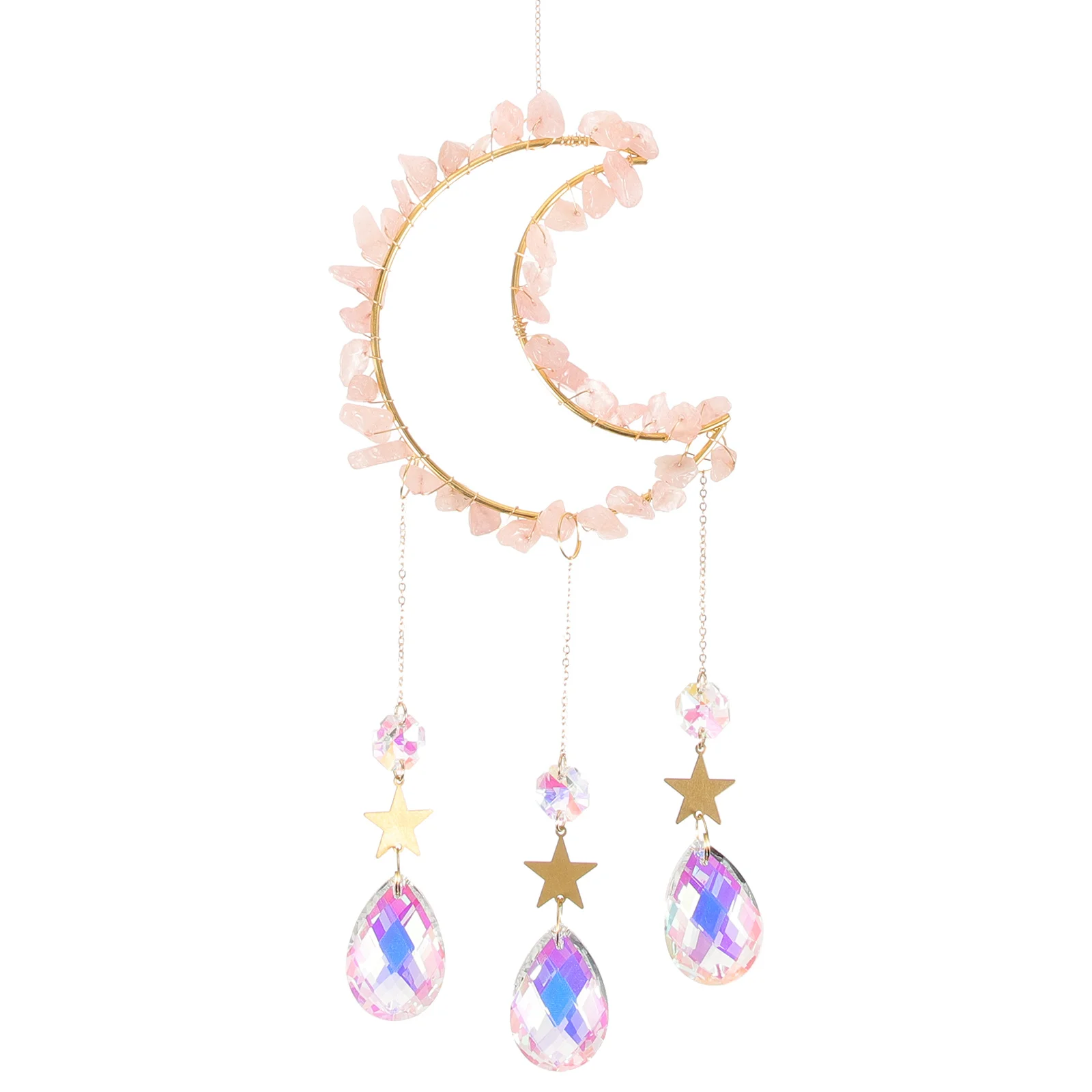 

Glass Suncatcher Moon Window Hanging Decor For Indoor Outdoor Garden Crystal Wind Chime Ornament Home Party Christmas