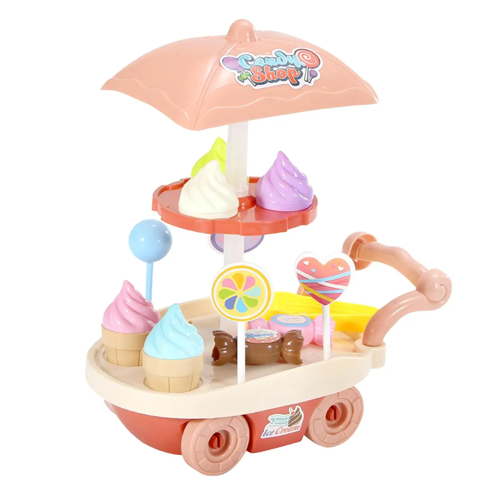 Ice Cream Truck Toy Role Playing Vend Stall Booth Model for Indoor Outdoor Toy Children Ages 3 and up Party Toy Interactive Toy