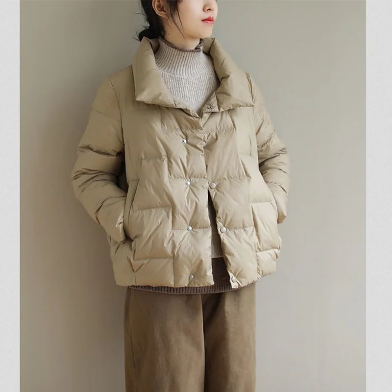 Faionable Thiened léger vers le bas coton Jaet col montant marque grande taille vêtements pour femmes trajet Sle coréen Loos...