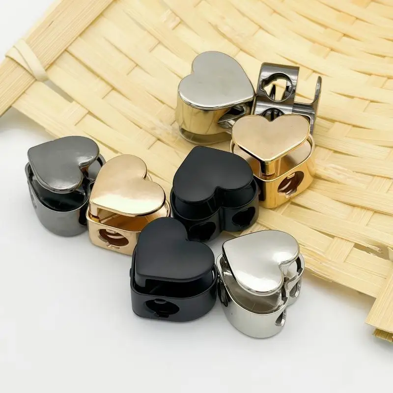 5 PCS Heart Shaped Zinc AlloySpring Buckles With Durable Premium Material Perfect For DIY Crafts Clothing Bags Drawstrings