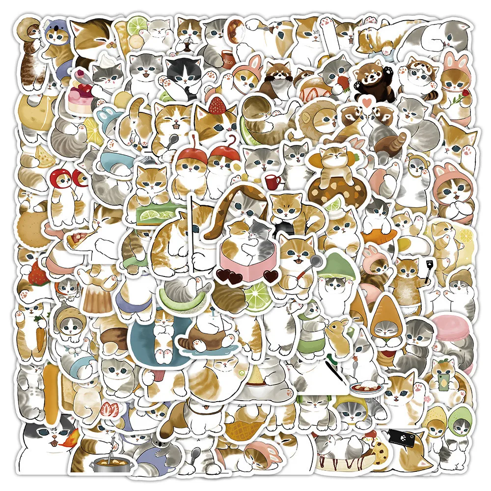 

100Pcs Cute Cat Cartoon Doodle Stickers - Decor for Car/Luggage/Guitar - Cross-border Hot Item Papery Pop Store