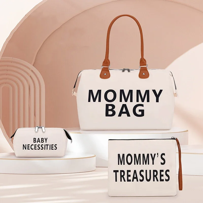 3Pcs Large Capacity Mommy Bag Waterproof Dry And Wet Separation Baby Diaper  Insulated Bottle  Bag Travel Portable