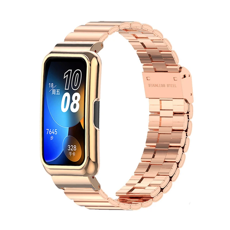 Funda protectora de correa de Metal para Huawei Band 8, carcasa de acero inoxidable para pulsera Honor band 7 6