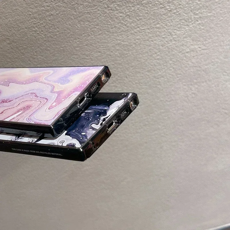 حافظة حدودية سوداء من الأكريليك الرخامي لهاتف سامسونج جالاكسي S25 + بلس S24 S23 Ultra S25U