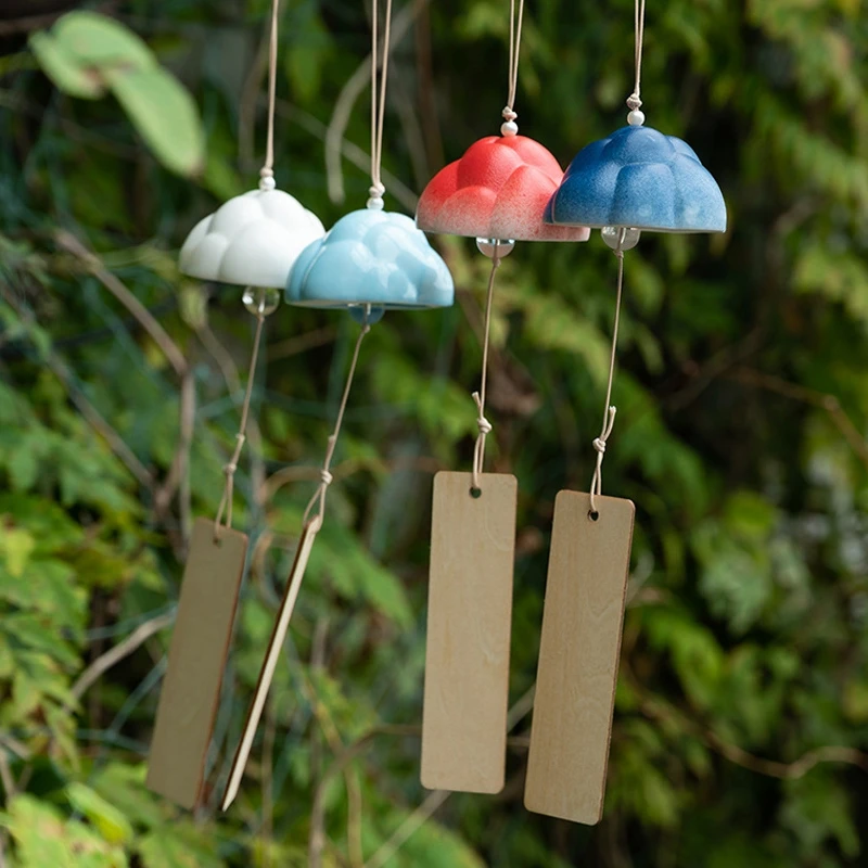 Japanese Wind Chime Ceramic Wind Bell Hanging Pendants Home Wall Hanging Accessorie Garden Yard Wind Music Landscape Bell