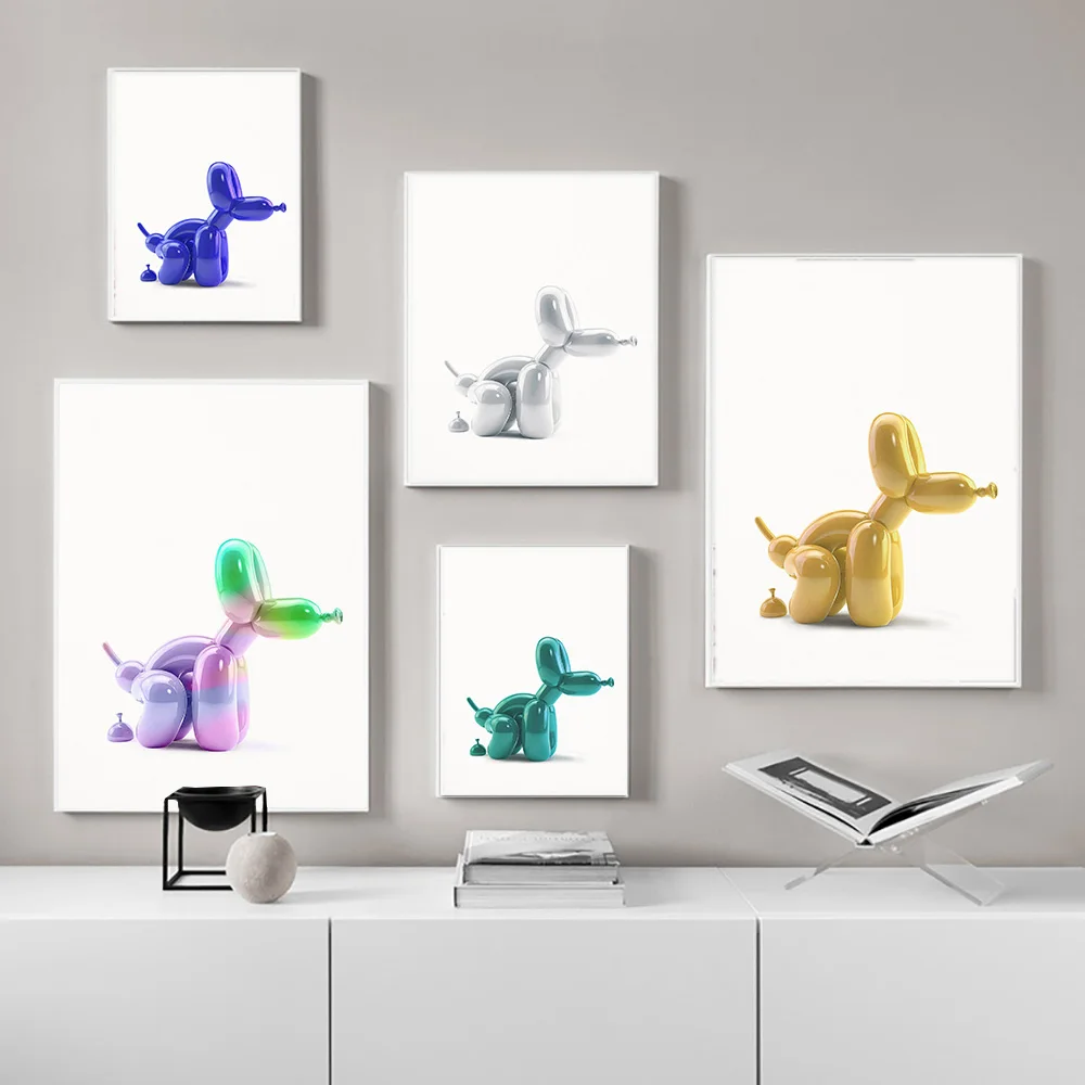 Funny Toilet Wall Art Poster Painting Abstract Balloon Dog Posters and Prints Modern Wall Pictures for Bathroom Wall Art Decor